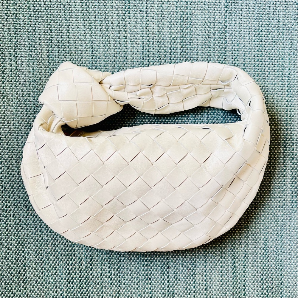 NEW Authentic Bottega Veneta Mini Jodie, White Intrecciato Leather